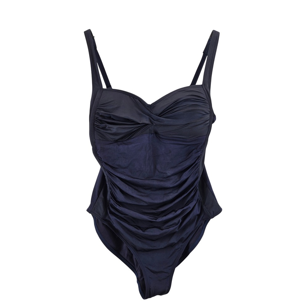 Bond-Eye Australia‎ Navy Blue Ruched One Piece Swimsuit Multi Fit Cup Womens 10